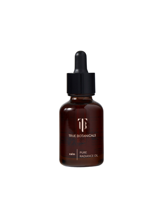 True Botanicals Pure Radiance Oil bottle with dropper on a white background