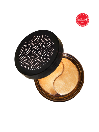 True Botanicals Chebula Multi-Corrective Eye Patches open jar, shown on a transparent background with an Allure Best of Beauty 2025 Award Winner badge.
