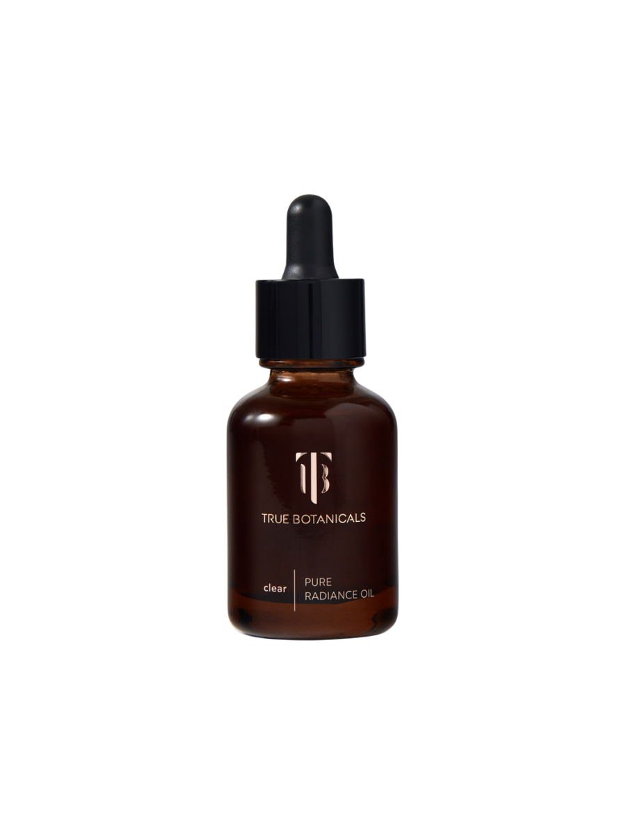 True Botanicals Pure Radiance Oil bottle with dropper on a white background