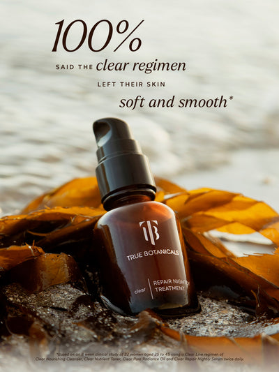 Clear Repair Nightly Treatment Clinical: 100% said the clear regimen left their skin soft and smooth