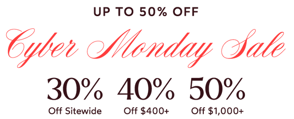 Cyber Monday sale banner with discount percentages on a white background