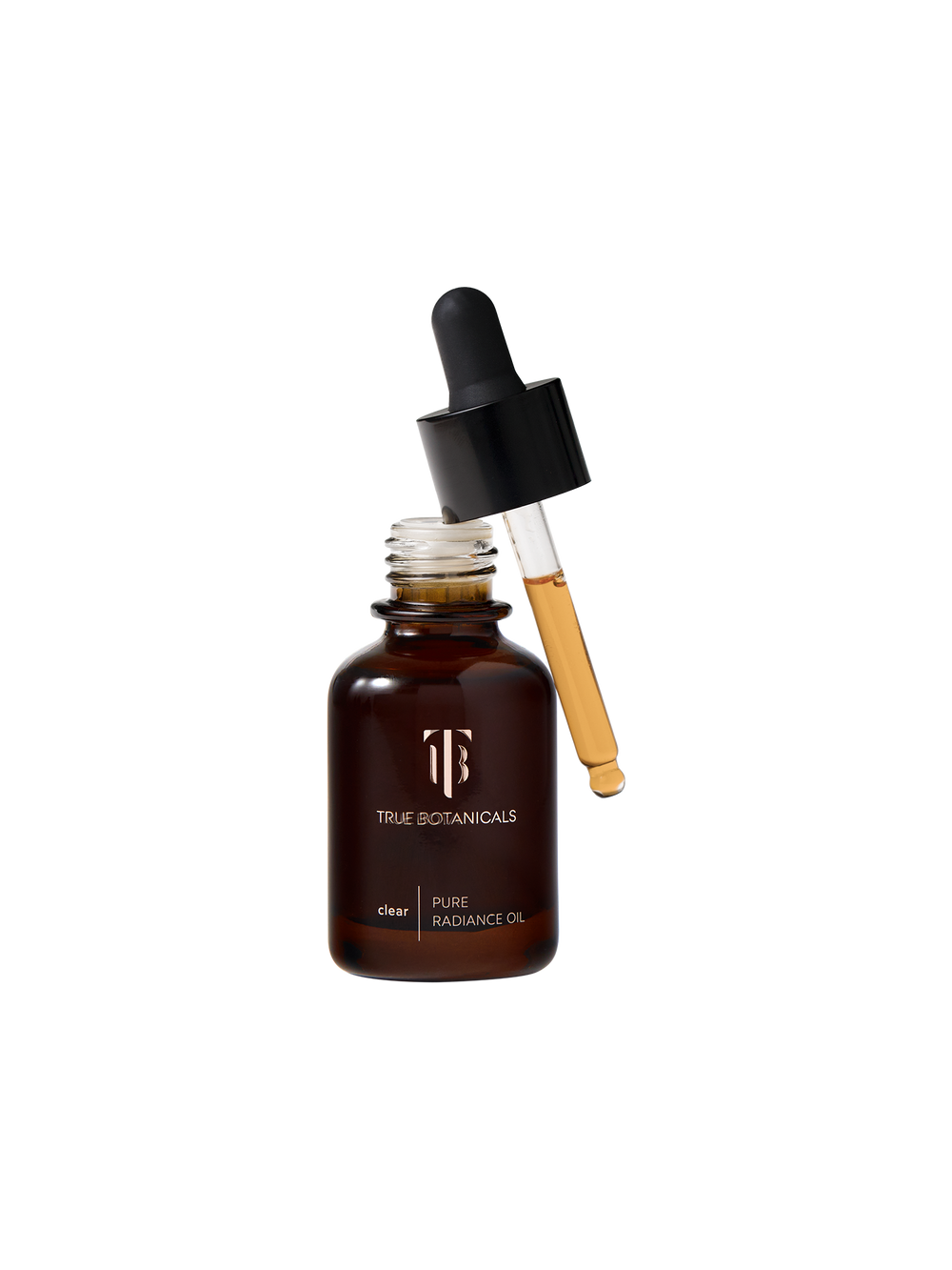 True Botanicals Clear Pure Radiance Oil bottle with dropper on a white background