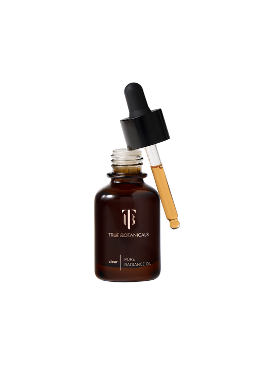 True Botanicals Clear Pure Radiance Oil bottle with dropper on a white background