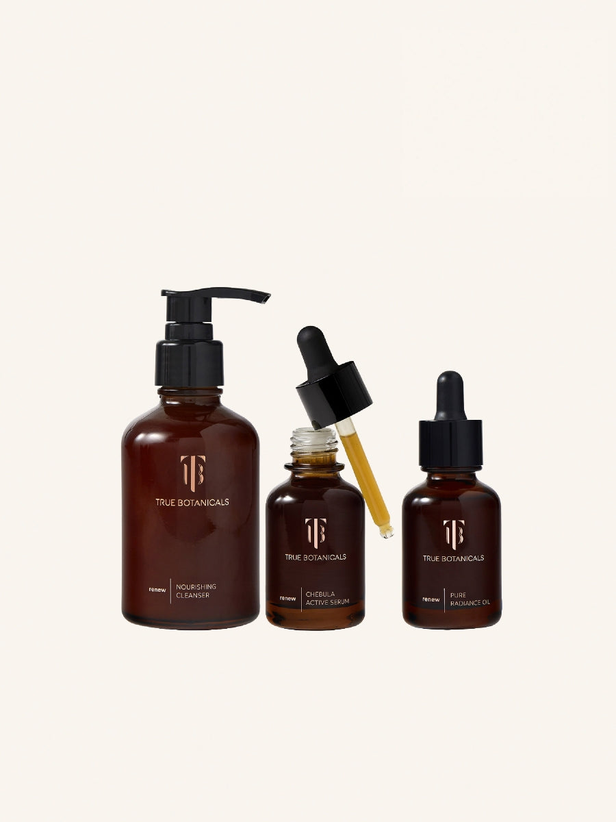 Renew Glowy Skin Confidence Set from True Botanicals on a light beige background
